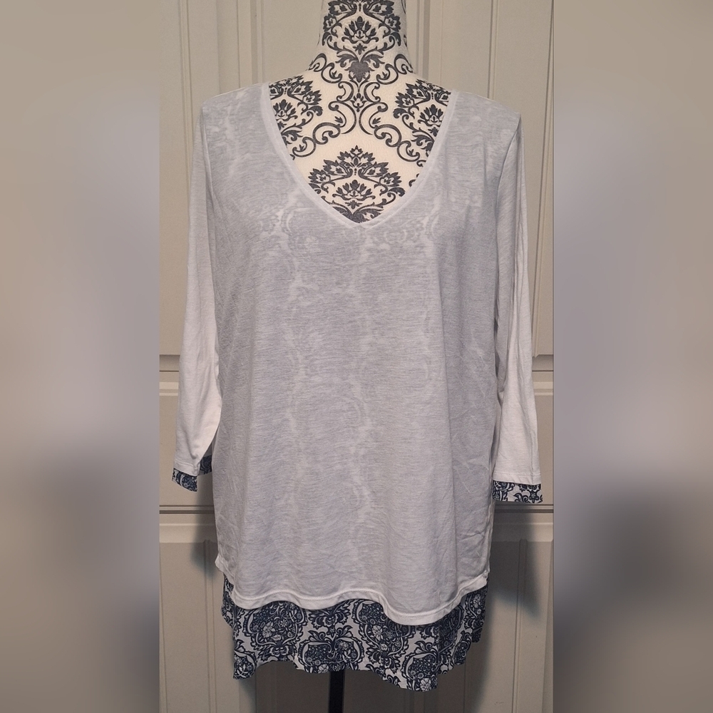 XL Ricki's Blue And White Shirt